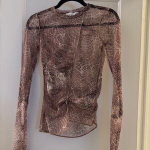 H&M Sheer Snake-Print Long Sleeve Top